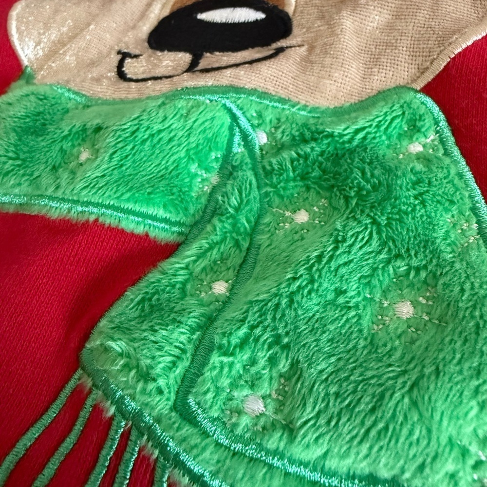 Holiday Festive Red and Green Reindeer Ugly Sweatshirt - Picture 9 of 14